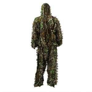 PELLOR Filet Camouflage 3D Ghillie Tenue Suite Militaire Veste Pantalon Ensemble Affût de Chasse Photographie Léger