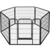 Abician Parc pour Chien 6 Panneaux Enclos pour Chiens Chiots Lapins Cage Chien Clôture en Métal Chenil pour Chien en Métal 80x80cm Noir