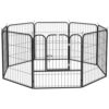 PawHut Luxe Parc enclos modulable Acier époxy Porte verrouillable pour Chiens, Lapins, rongeurs, Petits Animaux, intérieur et extérieur (Noir, 80x80cm, 8)