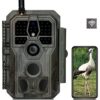 GardePro E8 Caméra de Chasse WiFi Antenne avec App 32MP 1296P H.264 Vidéo, Jusqu’ 30m No Glow Infrarouge Vision Nocturne, Vitesse de Dclenchement 0,1s et Angle de Dtection 120°