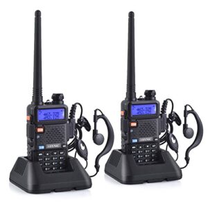 eSynic Walkie Talkie 2X UV-5R Dual Band VHF/UHF LED FM 128 Mémoire Canaux Bidirectionnels Radio Casque Walky-Talky Récepteur FM Commercial Récepteur Radio Prend en Charge VOX