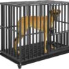 BingoPaw Cage Chien Interieur Solide: Caisse de Transport L sur Roulette Grand Chien Grande Taille – Cages Robuste Extérieur pour Gros Chiens en Métal avec 3 Porte et Plateau Amovible 95x81x57cm