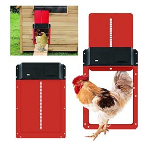 SKJJL Ouvre-porte poulailler avec capteur de lumière, porte de poulet automatique, élevage sûr de poulet, batterie de poulet, fonctionnement à piles, 35 x 24 x 3,7 cm (rouge)