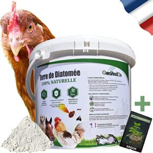 Terre de Diatomée Poudre Naturelle Protection Chat Chien Poule l Piège Puces Poux Rouges Punaises de lit Fourmis et Autres nuisibles l Produit Intérieur Maison et Extérieur l Jardin et Plantes 1,5Kg