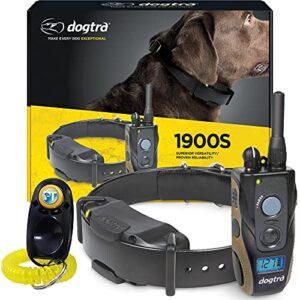 Dogtra 1900S Collier de dressage à distance, portée de 4,4 km environ, étanche, rechargeable, vibration intégrée, 127 niveaux d’entraînement, avec clicker de dressage PetsTEK pour chien inclus