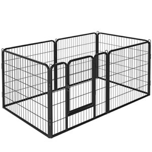 Yaheetech Parc Enclos Interieur Cage 6 Panneaux Parc pour Chiens Chiots Lapins Métal 80 x 80 cm Noir