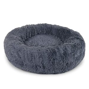lionto Panier Rond Chien Coussin Chat Panier Donut, (3XL) 100 cm Ø Gris Foncé