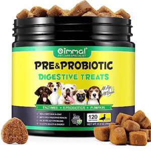 Probiotic pour Chiens,supplément de probiotiques et enzymes digestives,Probiotiques Allergies saisonnières,Améliore la digestion-120 Délicieuses Friandises saveur Canard,300g