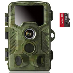 COOLIFE 48MP 4K Caméra de Chasse, Grand Angle 125 ° Caméra de Chasse Nocturne la Distance de Vision Nocturne 25m Piege Photo Vitesse de Déclenchement de 0.1 s Piege Photographique avec Carte 32 Go