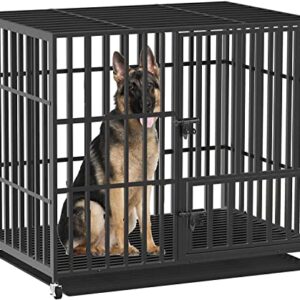 BingoPaw Cage Chien Interieur Solide: Caisse de Transport XXL sur Roulette Grand Chien Grande Taille - Cages Robuste Extérieur pour Gros Chiens en Métal avec 3 Porte et Plateau Amovible 117x96x84cm