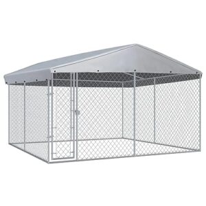 GuyAna Chenil extérieur avec Toit pour Chiens 382x382x225 cm,Cage pour Chien,Cage pour Chat,Chenil pour Chien