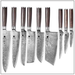 KUDOU 1-9pc Cuisine Couteau Set Professionnel Damas Chef Steel Pain PARING PARING SANTOKU SHARP NAKIRI COUTE COUTEAU COUTEAU COUTEAU COUTEAU (Color : F210 9piece set)