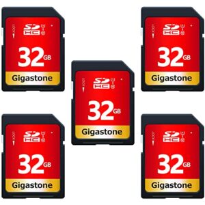 Gigastone 32 Go SDHC Carte Mémoire, Lot de 5 Cartes, Prime Série, Vitesse de Transfert allant jusqu'à 80 Mo/s. pour Photos, vidéos, Musique, fichiers, Caméscope, Caméra, PC, Classe 10 U1 UHS-I