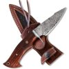 BIGCAT ROAR Couteau de chasse fait main en acier damas Couteau bushcraft avec étui Couteau EDC de survie de 10 pouces pour homme Lame fixe (manche en bois de noyer) Predator Hunter