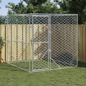 Chenil d'extérieur pour Chien, Enclos Niche Cage pour Chien Métal Chenil d'extérieur pour Chiens argenté 2x2x2 m Acier galvanisé