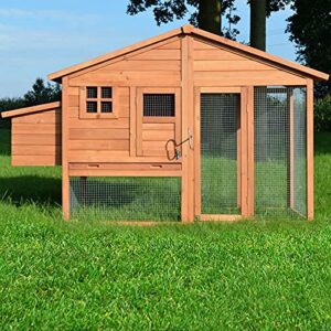 Poulailler en Bois pour Jardin extérieure 5 Poules Cage Canard 2 perchoir Nichoir 190 x 67 x 117 cm Poulailler de Luxe 143
