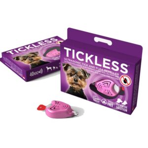 Repousse Tiques et Puces Ultrasonic pour petit chien Rose-Tickless