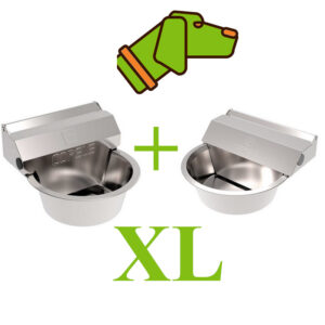 Duo Abreuvoir pour Chien de chasse en acier inoxydable Taille XL